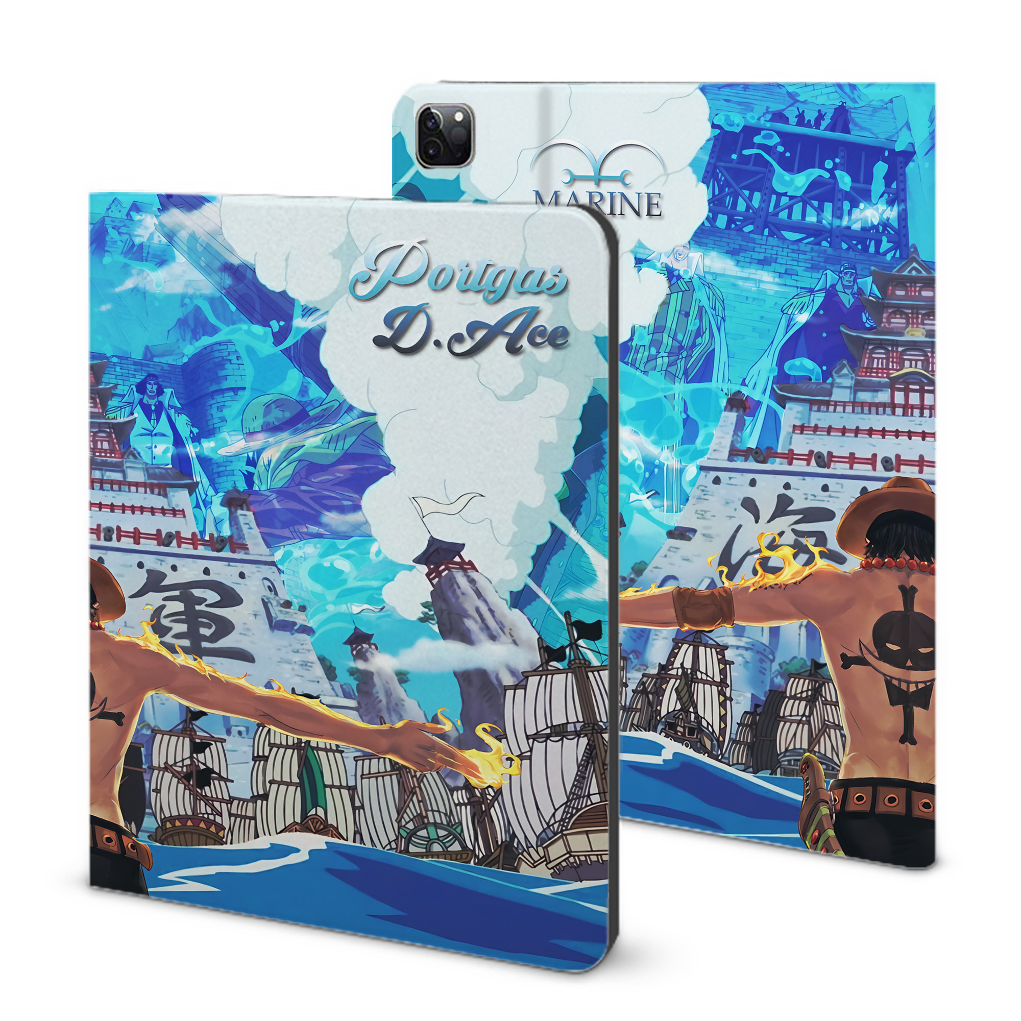 ワンピース ONE PIECE IPad ケース ブック型 PUレザー TPU 耐衝撃 軽量 薄型 ペン収納なし 全面保護 IPad 各モデル対応